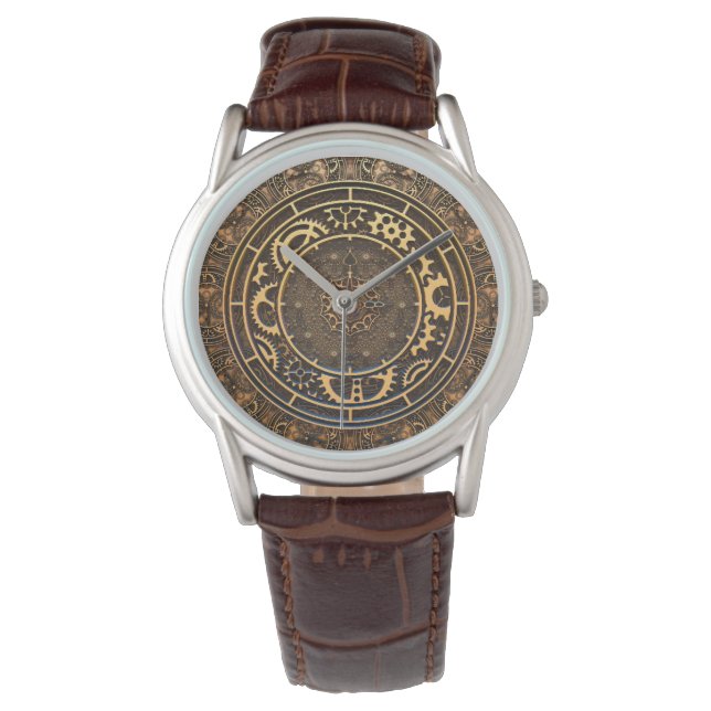 Steampunk Bronze Gears Filigree Armbanduhr (Vorderseite)