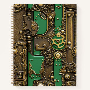 Steampunk-Buch-Industriegrün Notizbuch