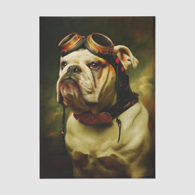 Steampunk Bulldog Aviator Portrait FC4L Decoupage Seidenpapier (Vorderseite)