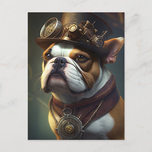 Steampunk Bulldog Postkarte (Vorderseite)
