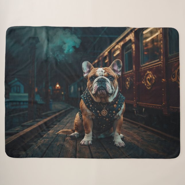 Steampunk Bulldog Stationmaster Portrait Sherpadecke (Vorderseite (Horizontal))