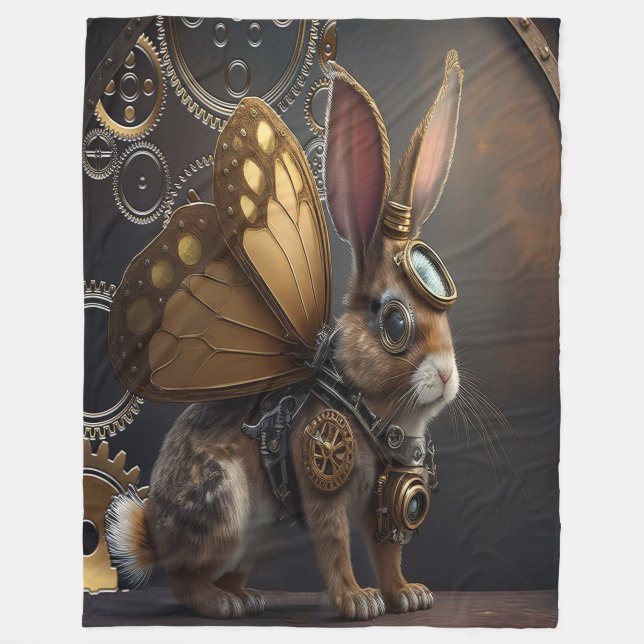 Steampunk Bunny Fleecedecke (Vorderseite)