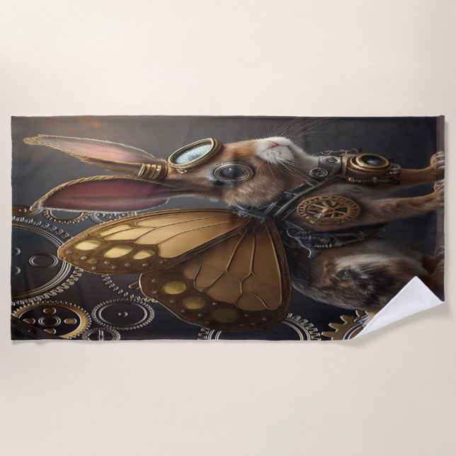 Steampunk Bunny Strandtuch (Vorderseite)