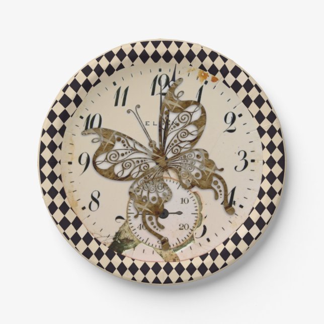 Steampunk Butterfly Pappteller (Vorderseite)