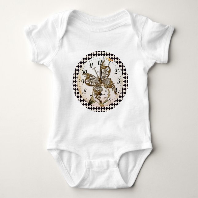 Steampunk Butterfly Round Baby Strampler (Vorderseite)