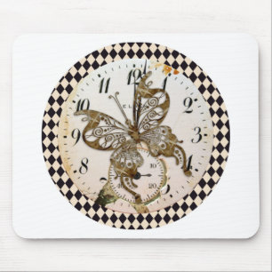 Steampunk Butterfly Round Mousepad