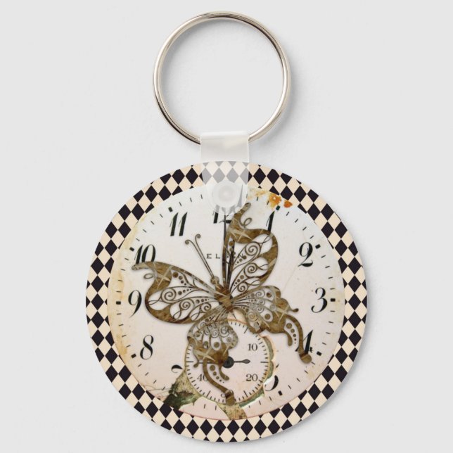 Steampunk Butterfly Round Schlüsselanhänger (Vorderseite)