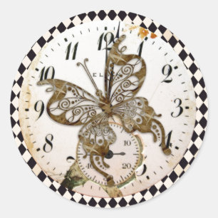 Steampunk Butterfly Runder Aufkleber