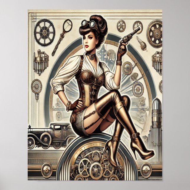 Steampunk Button-Up Art, Poster 2, Glamour & Vinta (Vorne)