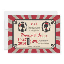 Steampunk Cameo Couple Offbeat Rote Einladungen