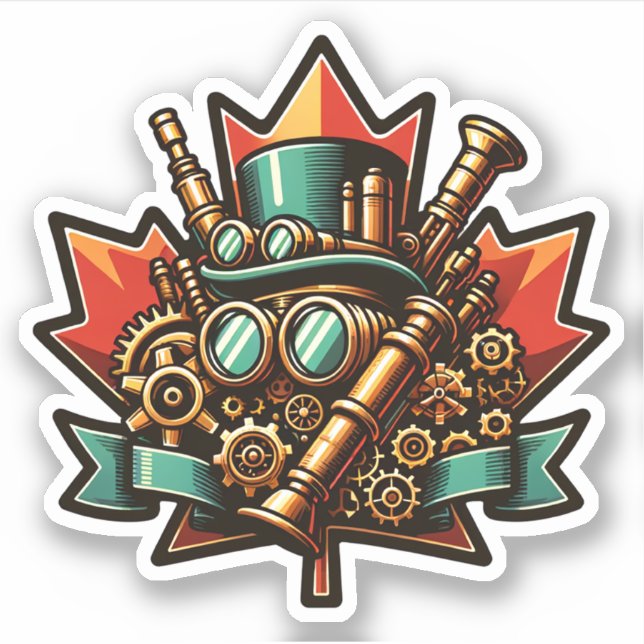Steampunk Canada Day Aufkleber (Vorderseite)
