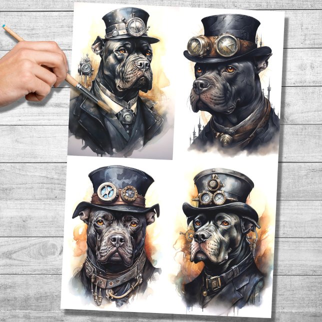 Steampunk Cane Corso Collage 1 Dekoupage Paper Seidenpapier (Von Creator hochgeladen)