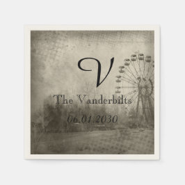 Steampunk Carnival Top Hat Monogram Wedding Napkin Serviette