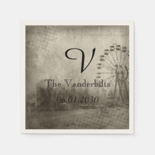Steampunk Carnival Top Hat Monogram Wedding Napkin Serviette