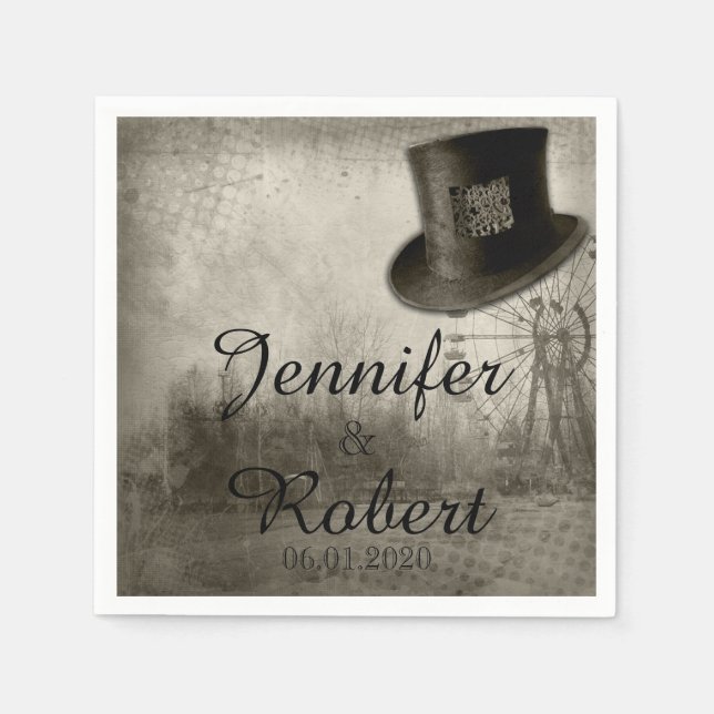 Steampunk Carnival Top Hat Wedding Napkin Serviette (Vorderseite)
