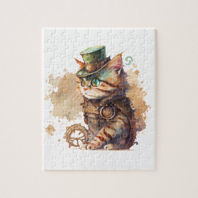 Steampunk Cat Adorable und Niedlich (Vertikal)