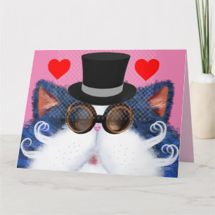 STEAMPUNK CAT ART VALENTINE'S DAY CARDS KARTE