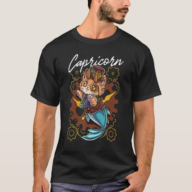 Steampunk Cat Capricorn T-Shirt (Vorderseite)