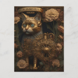 Steampunk Cat Gothic Digital Art Postkarte