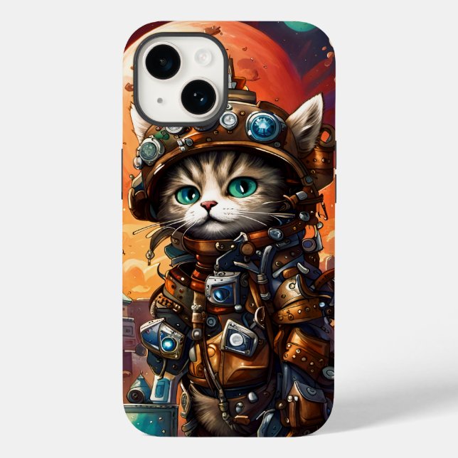 Steampunk Cat I Case-Mate iPhone 14 Hülle (Rückseite)