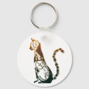 Steampunk cat keychain schlüsselanhänger