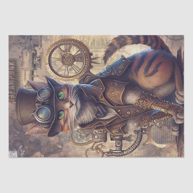 Steampunk Cat Seidenpapier (Vorderseite)