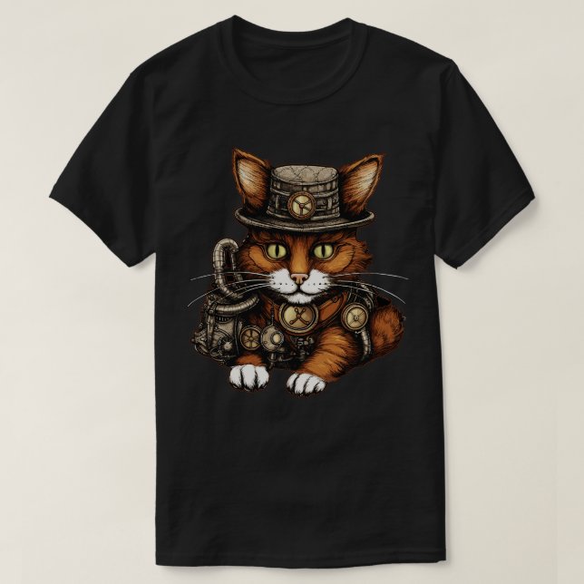 Steampunk Cat T-Shirt (Design vorne)