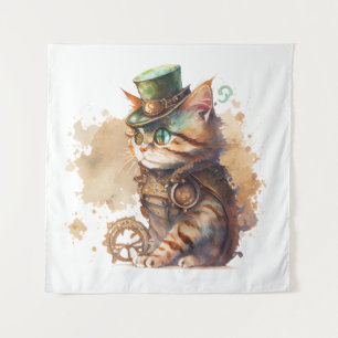 Steampunk Cat Tapestry Wandteppich