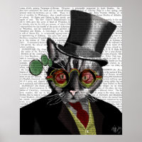 Steampunk Cat - Top Hut und rot-gelbe Brille