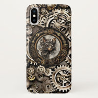 Steampunk Cat Wearing Goggles - iPhone X Case