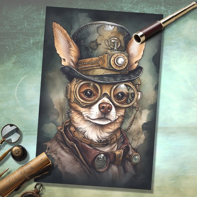 Steampunk Chihuahua 3 Dekoupage Paper Seidenpapier (Von Creator hochgeladen)