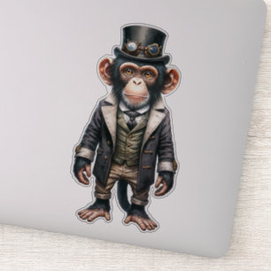 Steampunk Chimpanzee Transparenter Aufkleber