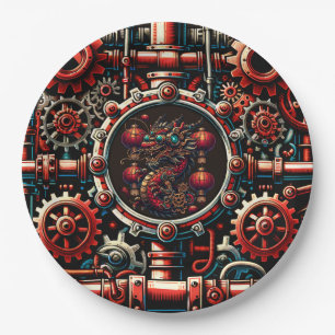Steampunk Chinese New Year Dragon Pappteller