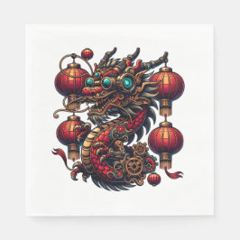 Steampunk Chinese New Year Dragon Serviette