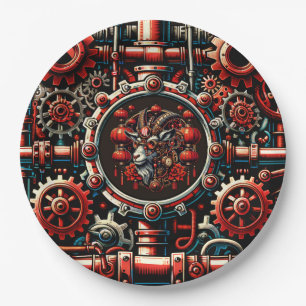 Steampunk Chinesisches Neujahrs-Schaf Pappteller