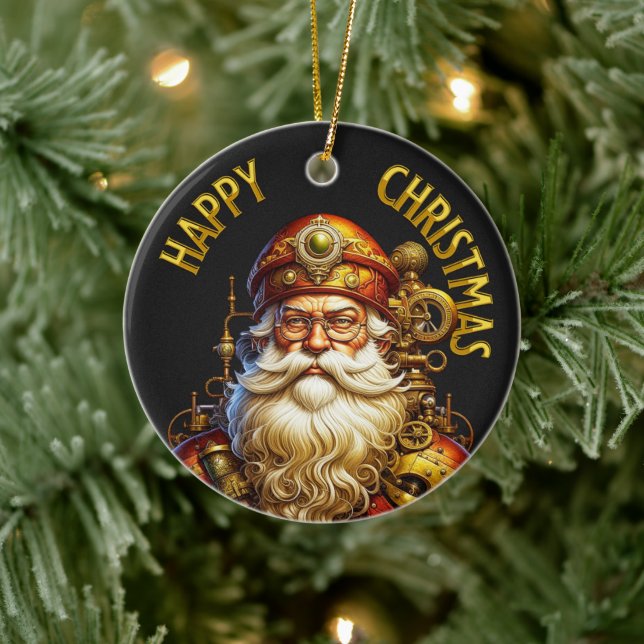 Steampunk Christmas Santa Keramik Ornament (Baum)