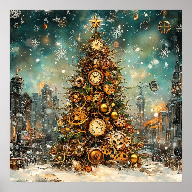 Steampunk Christmas Tree Poster (Vorne)