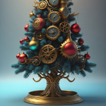 Steampunk Christmas tree with metal gears