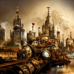 Steampunk City Schlüsselanhänger<br><div class="desc">Verzierte Steampunk City mit Gold und Kupfer.</div>
