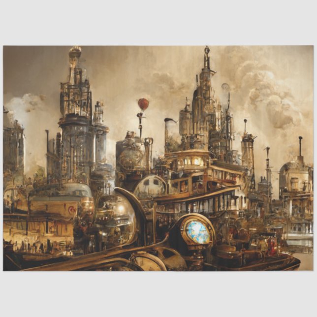 Steampunk City Seidenpapier (Vorderseite)