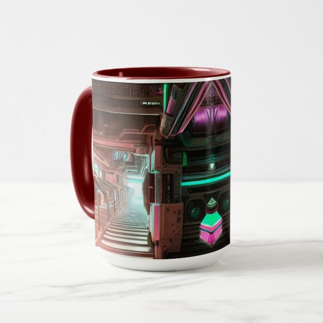 Steampunk City Themed Mug Tasse (Vorderseite Links)