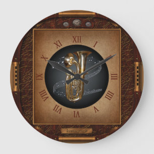 Steampunk Clock~Doublophone~Double Bell Euphonium~ Große Wanduhr