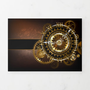 Steampunk clock dreifach gefaltete einladung