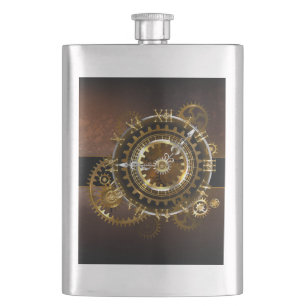 Steampunk clock flachmann