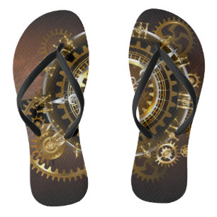 Steampunk clock flip flops