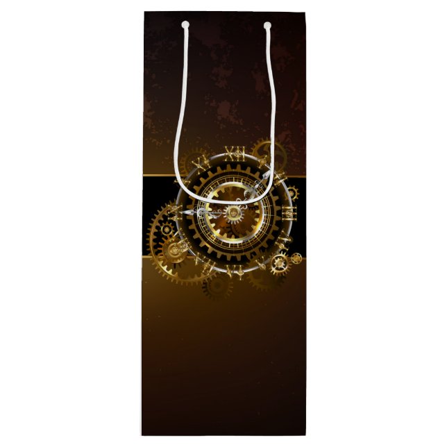 Steampunk clock geschenktüte für weinflaschen (Vorderseite)