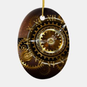 Steampunk clock keramik ornament