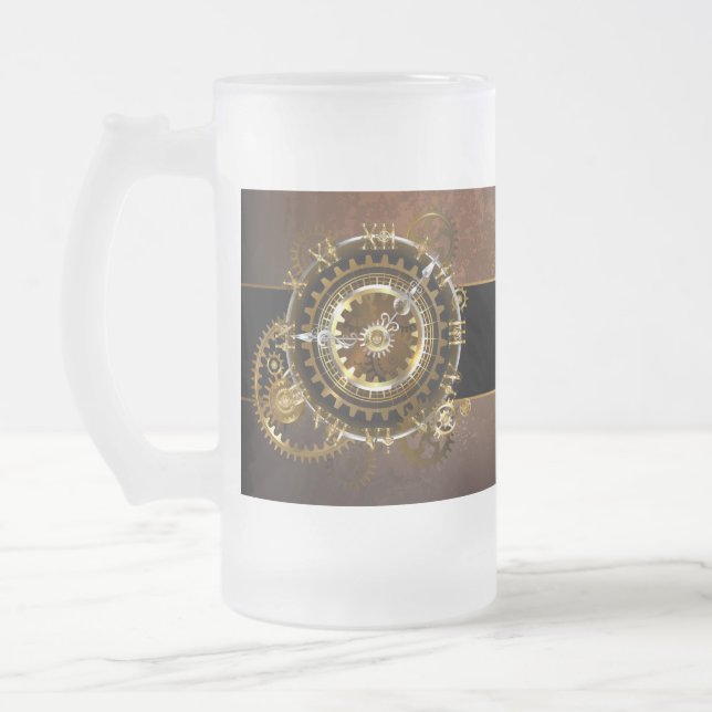 Steampunk clock mattglas bierglas (Links)