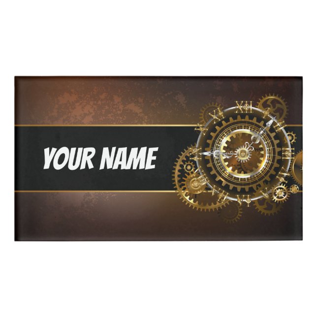Steampunk clock namenschild (Vorderseite)