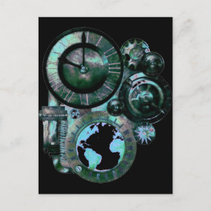 Steampunk Clock Postkarte